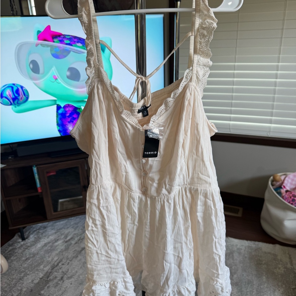 torrid Cream Ruffle Lace Tank